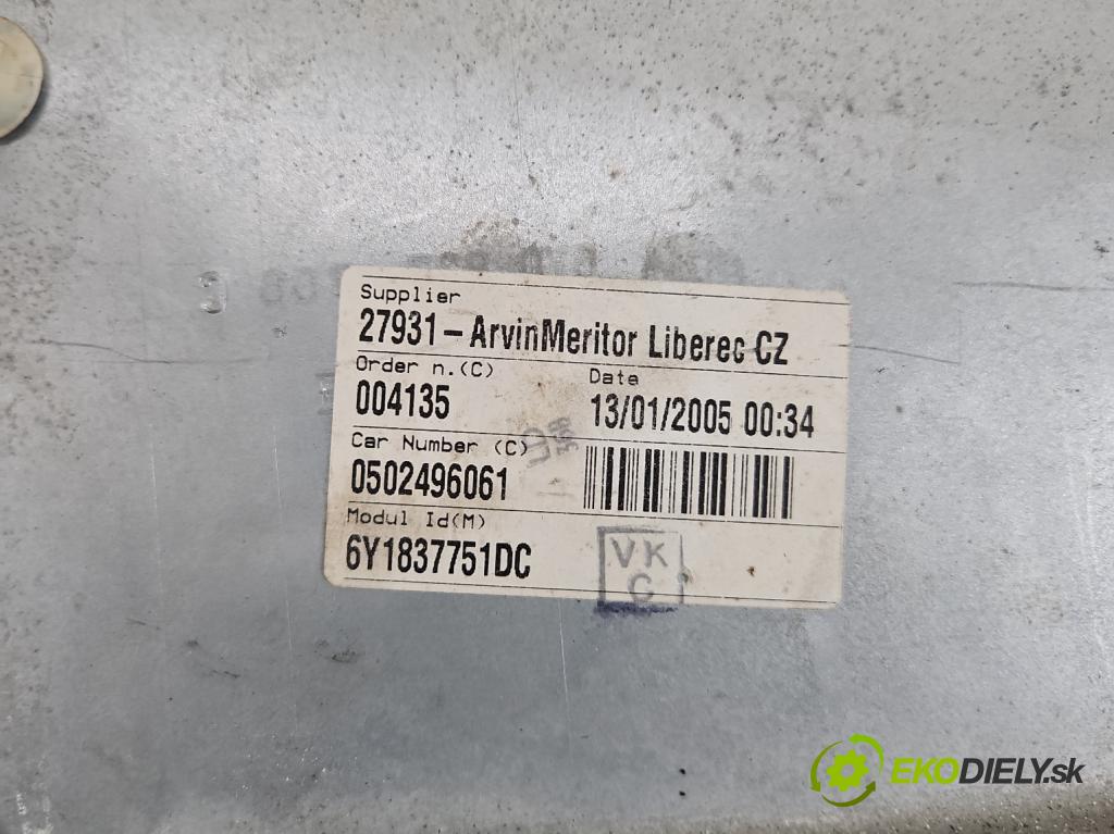 Skoda Fabia I 1999-2007 1.2 12v 64 HP manual 47 kW 1198 cm3 4- mechanizmus okna predné ľavý 6Y1837751DC