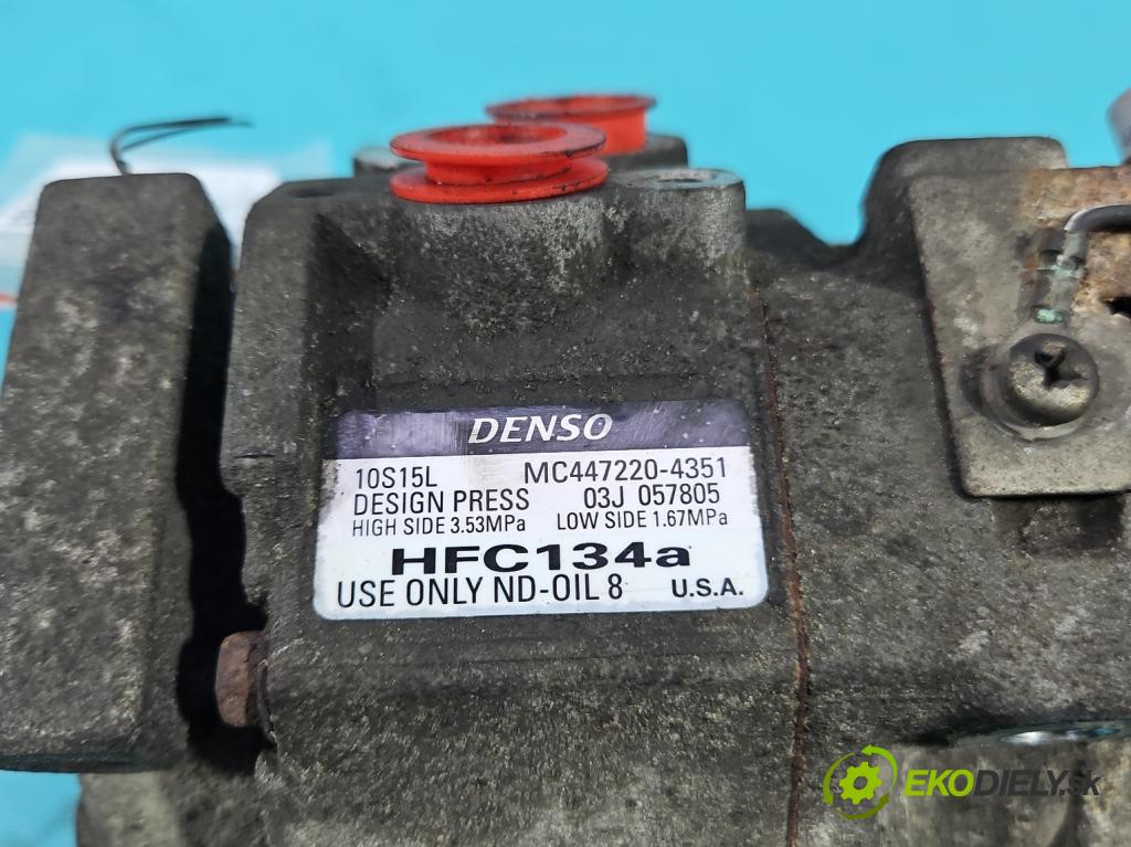 Toyota Corolla E12 2001-2009 1.8 VVTI usa 135 HP manual 99 kW 1794 cm3 4- Kompresor: klimatizácie 447220-4351 (Kompresor klimatizácie)