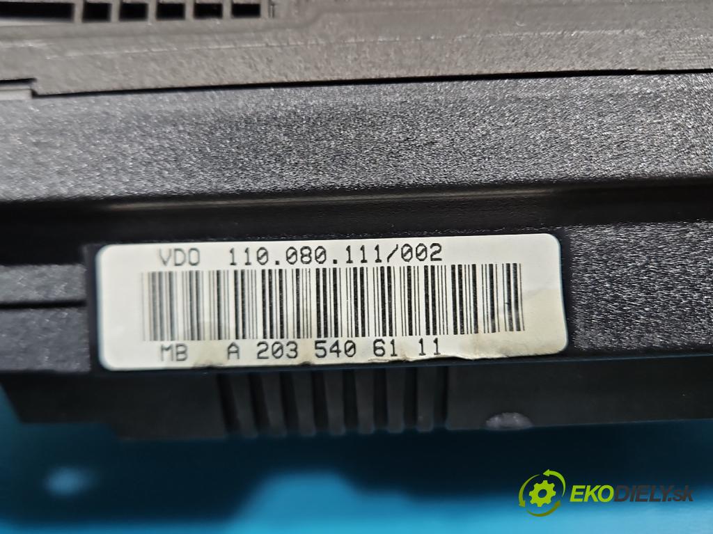 Mercedes C W203 2000-2007 2.0 kompressor 163 HP automatic 120 kW 1998 cm3 5- prístrojovka/ budíky A2035406111 (Prístrojová doska)