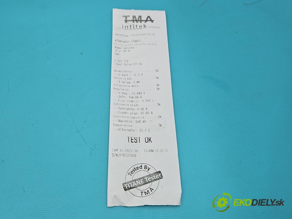 Seat Ibiza III 6L 2002-2008 1.9 TDI 101 HP manual 74 kW 1896 cm3 3- Alternator  (Alternátor)