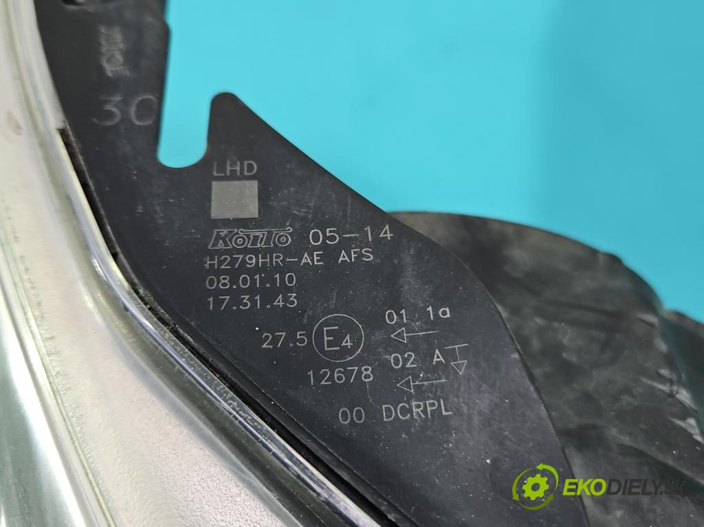 Toyota Avensis III T27 2009-2018 2.0 D4D 126 HP manual 93 kW 1998 cm3 4- Reflektor: pravý  (Svetlo predné pravé)