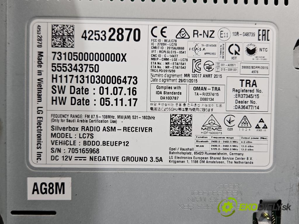 Opel Astra V  2015-2022 1.6 CDTI 110 HP manual 81 kW 1598 cm3 5- Radio originál 42532870