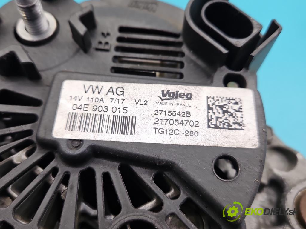 Skoda Fabia III 2014- 2021 1.2 TSI 110 HP manual 81 kW 1197 cm3 5- Alternator 04E903015 (Alternátor)