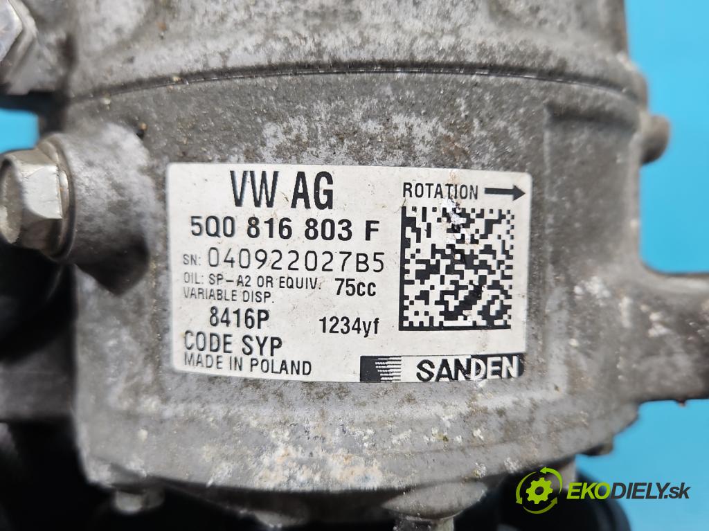 Skoda Fabia III 2014- 2021 1.2 TSI 110 HP manual 81 kW 1197 cm3 5- Kompresor: klimatizácie 5Q0816803F (Kompresor klimatizácie)