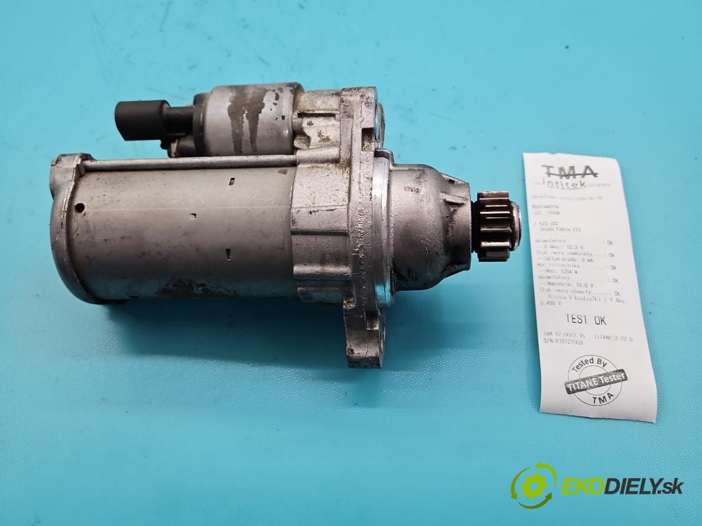 Skoda Fabia III 2014- 2021 1.2 TSI 110 HP manual 81 kW 1197 cm3 5- štartér 02M911024Q (Štartér)