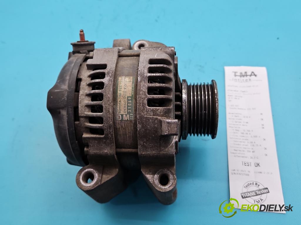 Toyota Avensis III T27 2009-2018 2.0 D4D 126 HP manual 93 kW 1998 cm3 4- Alternator 27060-0G021 (Alternátor)