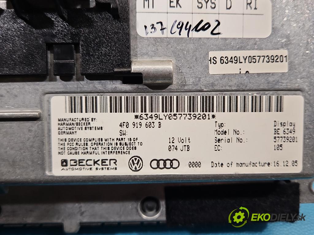 Audi A6 C6 2004-2011 2.7 TDI 179KM automatic 132 kW 2698 cm3 5- Zobrazit: 4F0919603B (Prístrojová doska)