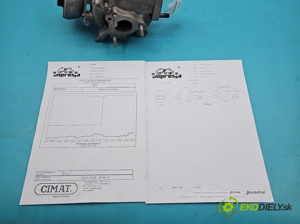 Toyota Rav4 II 2000-2005 2.0 D4D 116 hp manual 85 kW 1995 cm3 5- Turbodmychadlo repasováno 721164-10