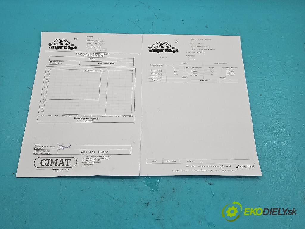 Audi A3 8P 2003-2012 1.9 tdi 105 hp manual 77 kW 1896 cm3 5- Turbodmychadlo repasováno BV39A-0072