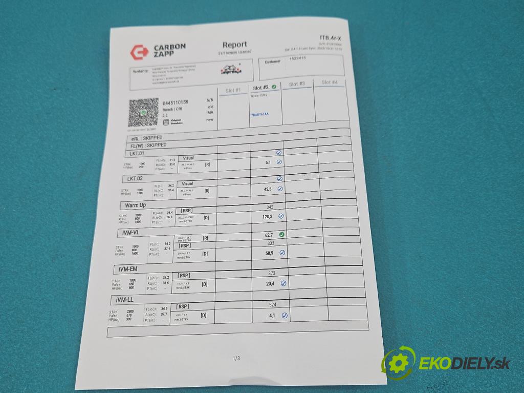 Opel Vectra C 2002-2008 1.9 cdti 150 HP manual 110 kW 1910 cm3 5- vstrek 0445110159 (Vstrekovač paliva)