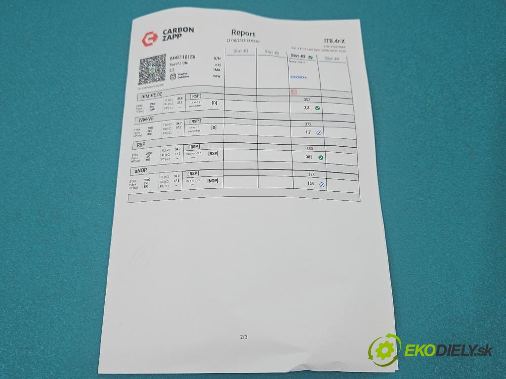 Opel Vectra C 2002-2008 1.9 cdti 150 HP manual 110 kW 1910 cm3 5- vstrek 0445110159 (Vstrekovač paliva)