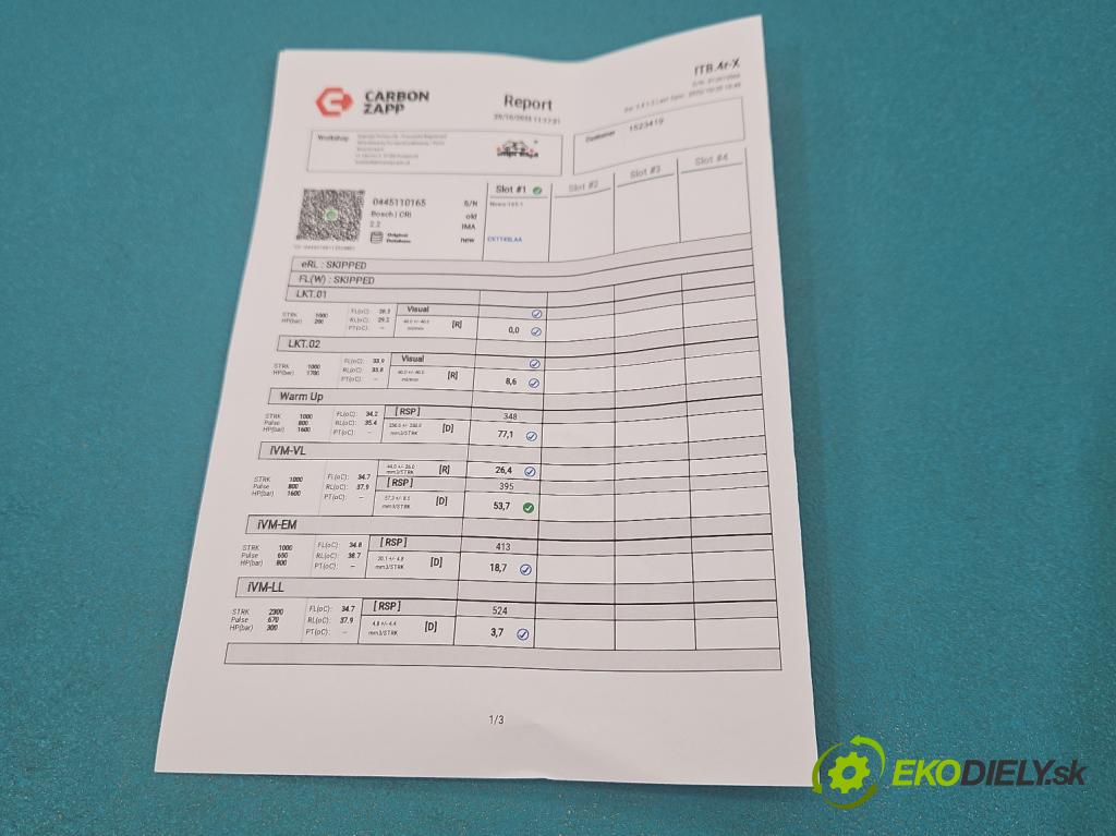 Saab 9-3 II 2002-2012 1.9 TiD 120 HP manual 88 kW 1910 cm3 4- vstrek 0445110165 (Vstrekovač paliva)
