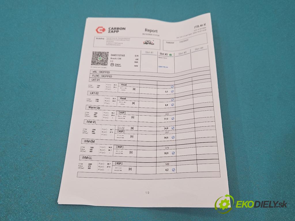 Saab 9-3 II 2002-2012 1.9 TiD 120 HP manual 88 kW 1910 cm3 4- vstrek 0445110165 (Vstrekovač paliva)
