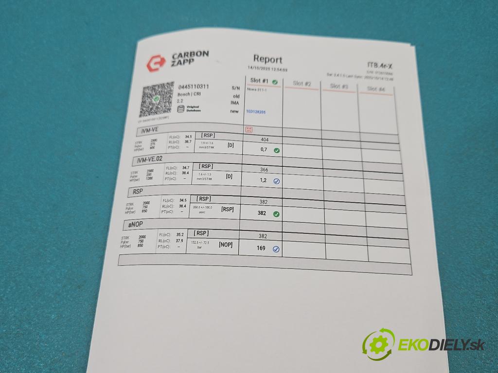 Citroen Berlingo II 2008-2018 1.6 HDi 90 HP manual 66 kW 1560 cm3 5- vstrek 0445110311 (Vstrekovač paliva)