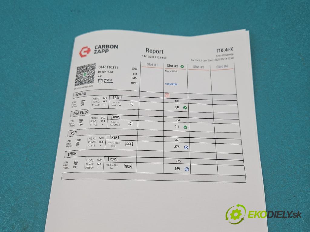 Citroen Berlingo II 2008-2018 1.6 HDi 90 HP manual 66 kW 1560 cm3 5- vstrek 0445110311 (Vstrekovač paliva)