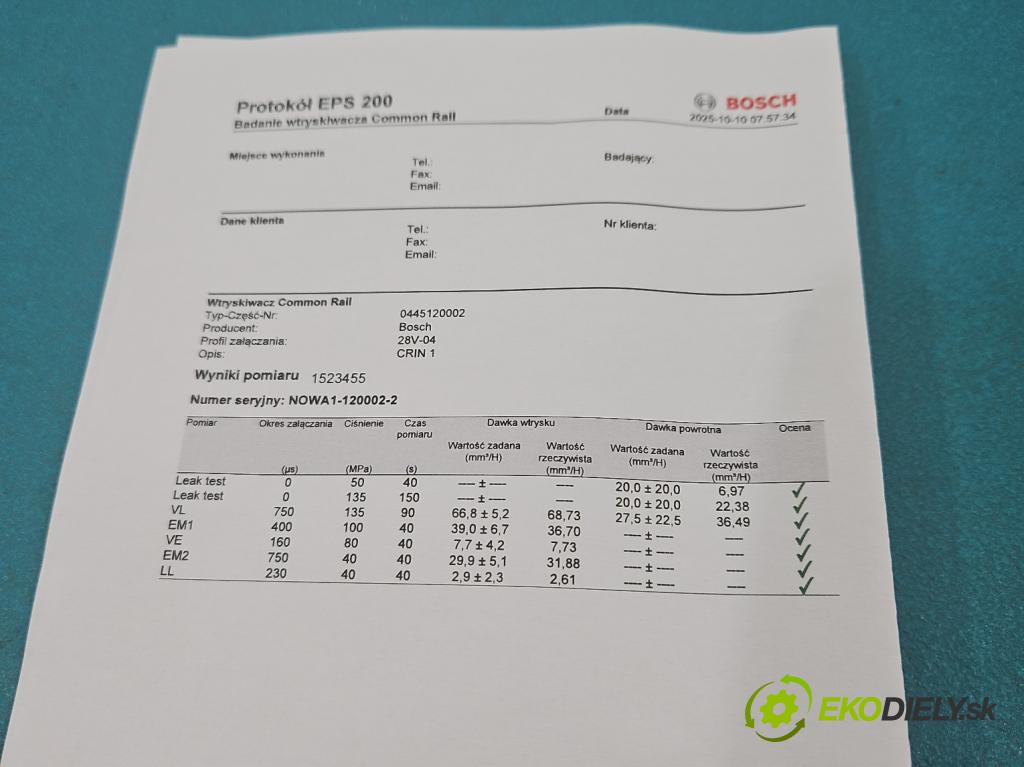 Fiat Ducato II 1994-2006 2.8 jtd 128 HP manual 94 kW 2800 cm3 5- vstrek 0445120002 (Vstrekovač paliva)