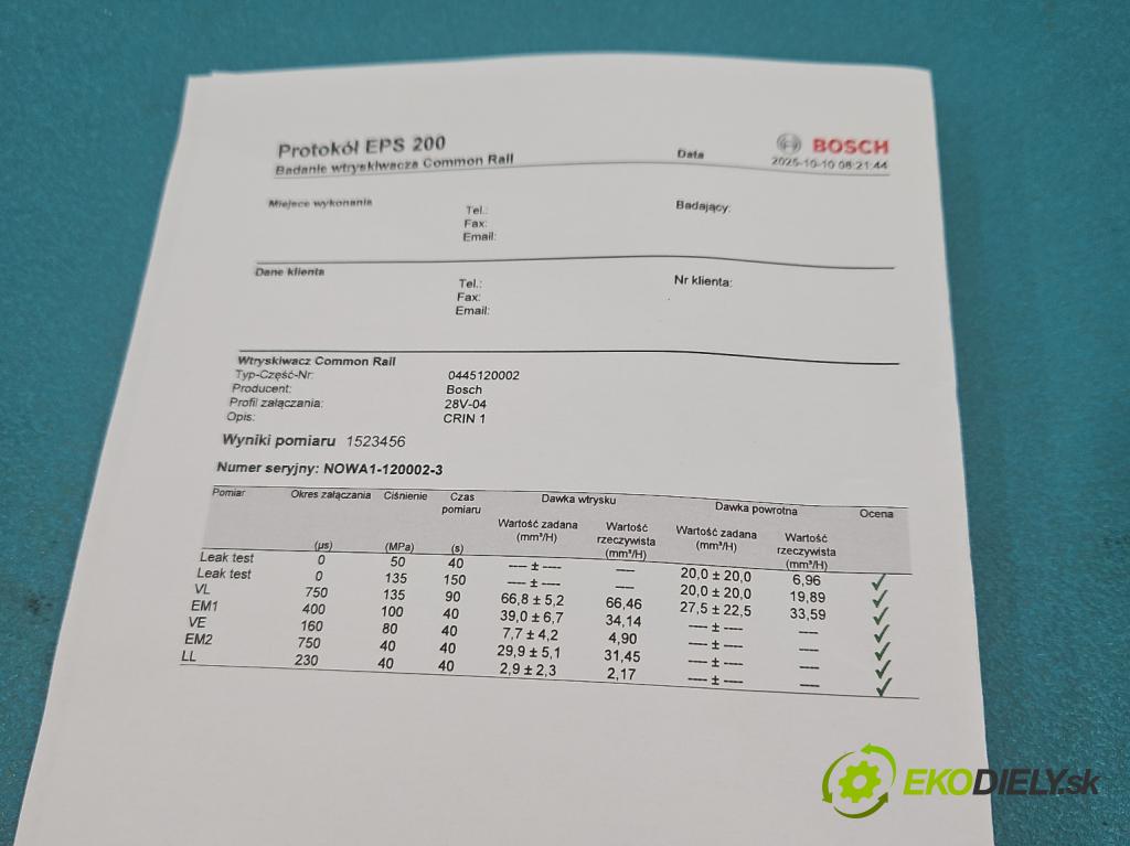 Fiat Ducato II 1994-2006 2.8 jtd 128 HP manual 94 kW 2800 cm3 5- vstrek 0445120002 (Vstrekovač paliva)