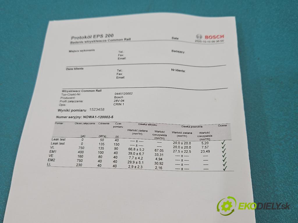 Fiat Ducato II 1994-2006 2.8 jtd 128 HP manual 94 kW 2800 cm3 5- vstrek 0445120002 (Vstrekovač paliva)