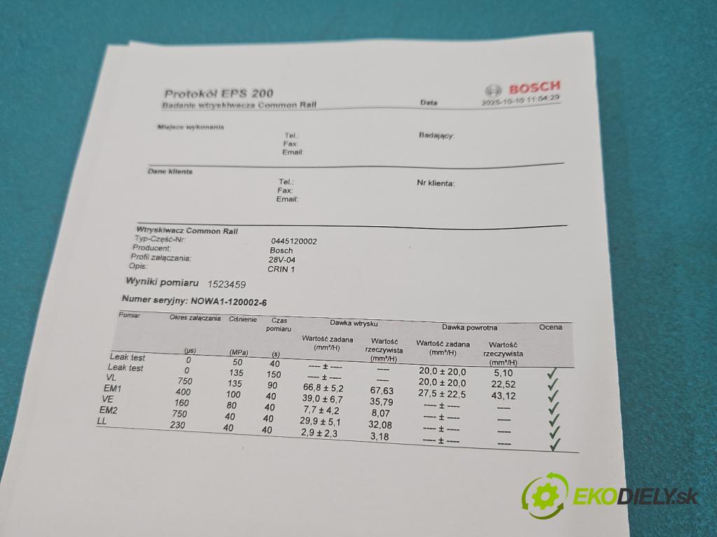 Fiat Ducato II 1994-2006 2.8 jtd 128 HP manual 94 kW 2800 cm3 5- vstrek 0445120002 (Vstrekovač paliva)