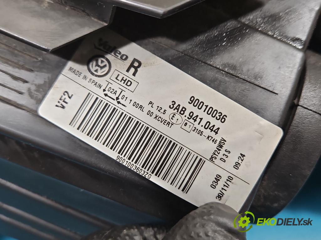 Vw Passat B7 2010-2014 2.0 TSI 211KM automatic 155 kW 1984 cm3 5- Reflektor: pravý 3AB941044 (Svetlo predné pravé)