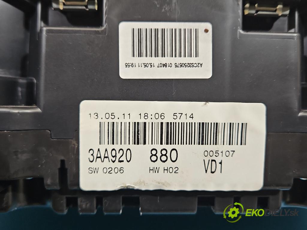 Vw Passat B7 2010-2014 2.0 TSI 211KM automatic 155 kW 1984 cm3 5- prístrojovka/ budíky 3AA920880 (Prístrojová doska)