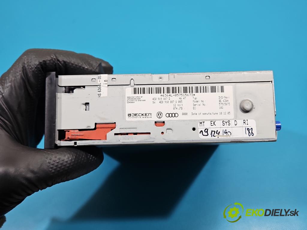 Audi A6 C6 2004-2011 2.7 TDI 179KM automatic 132 kW 2698 cm3 5- Navigácia: čítačka 4E0919887D