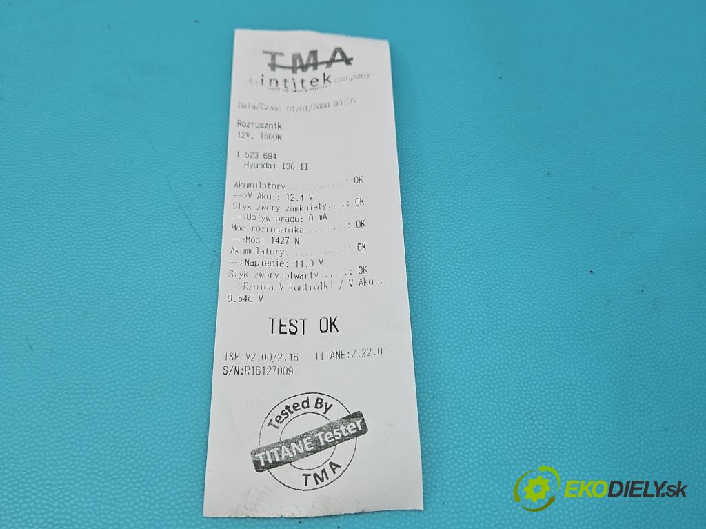 Hyundai I30 II 2012-2016 1.6 crdi 110 hp manual 81 kW 1582 cm3 5- startér: 1205914 (Startér)