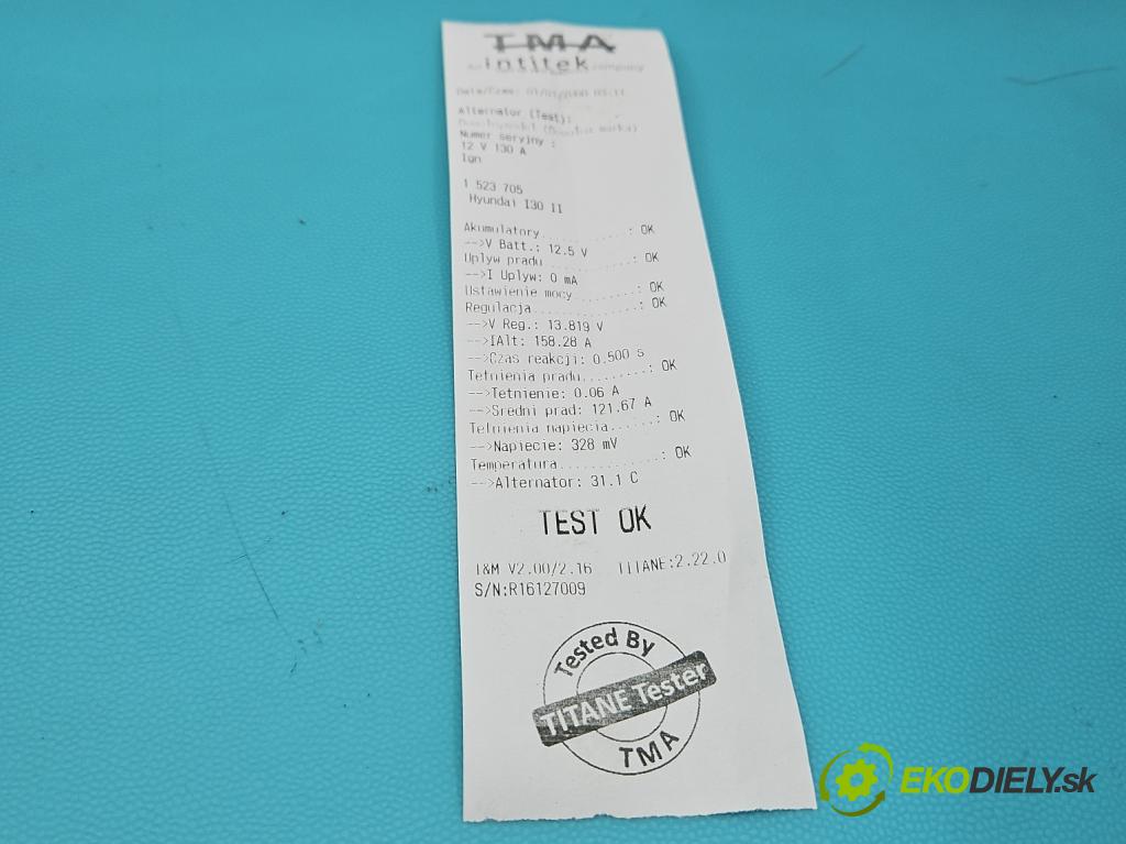 Hyundai I30 II 2012-2016 1.6 crdi 110 HP manual 81 kW 1582 cm3 5- Alternator 2611067 (Alternátor)