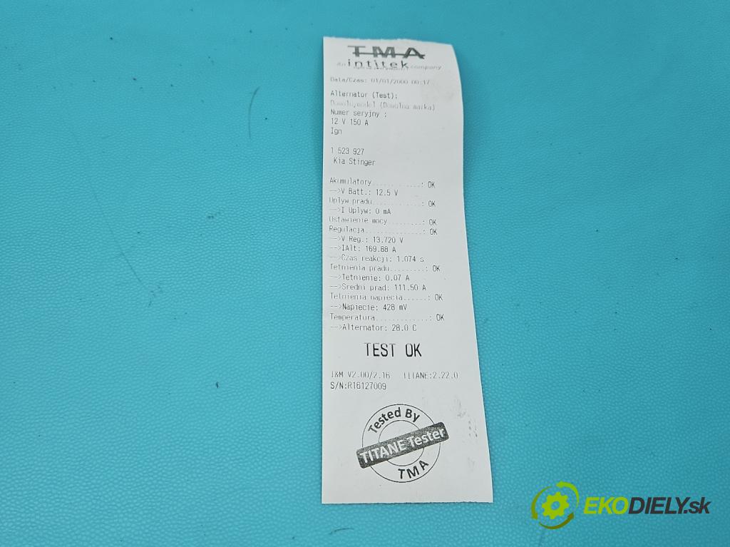 Kia Stinger 2017-2023 2.0 T-GDI: 256KM automatic 188 kW 1998 cm3 5- Alternator 104211-9250 (Alternátor)