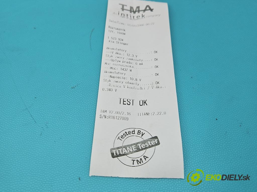 Kia Stinger 2017-2023 2.0 T-GDI 256KM automatic 188 kW 1998 cm3 5- startér: 1219576 (Startér)