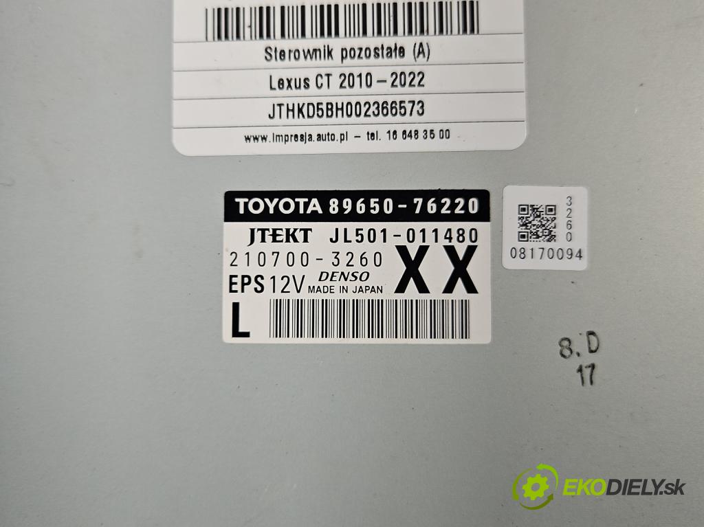 Lexus CT 2010-2022 1.8 VVTI 99 HP automatic 73 kW 1798 cm3 5- riadiaca jednotka ostatné 89650-76220