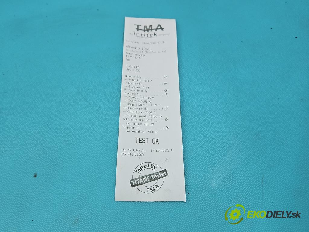 Bmw 3 F30 2011-2018 2.0d 184hp manual 135 kW 1995 cm3 4- Alternator 8578608 (Alternátor)