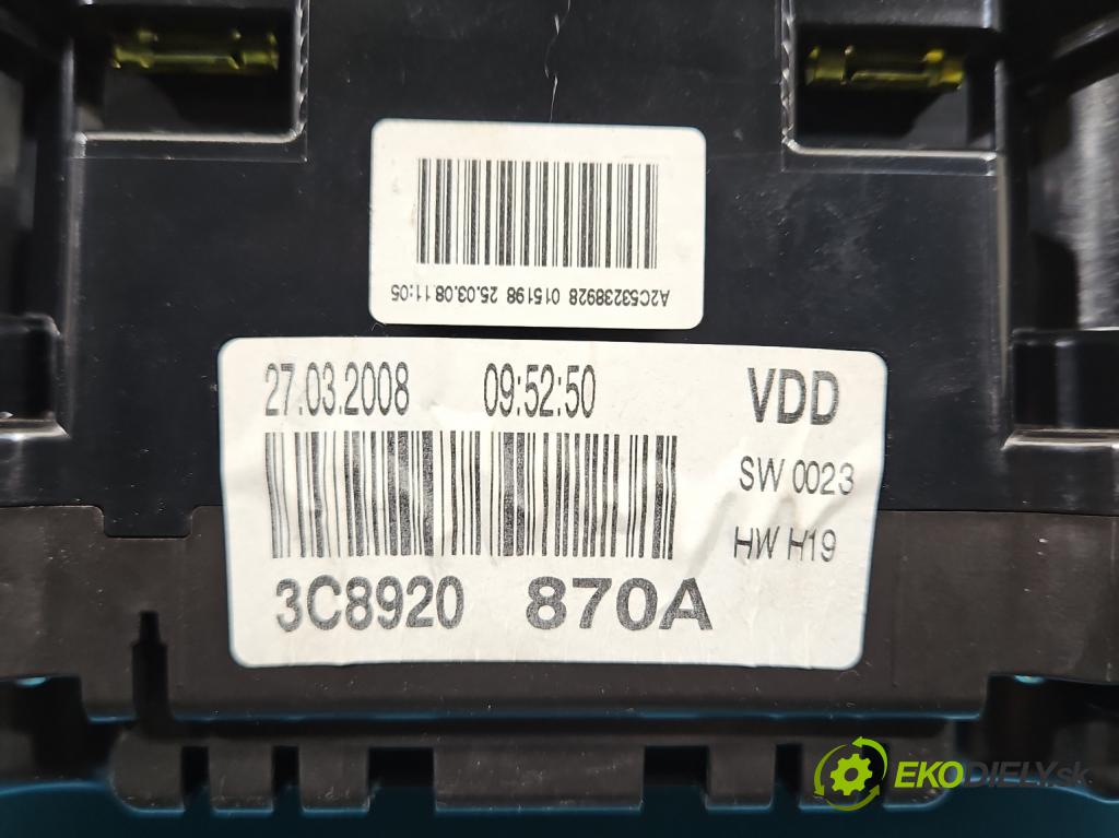 Vw Passat CC 2008-2016 2.0 TDI 140 HP manual 103 kW 1968 cm3 4- prístrojovka/ budíky 3C8920870A (Prístrojová doska)
