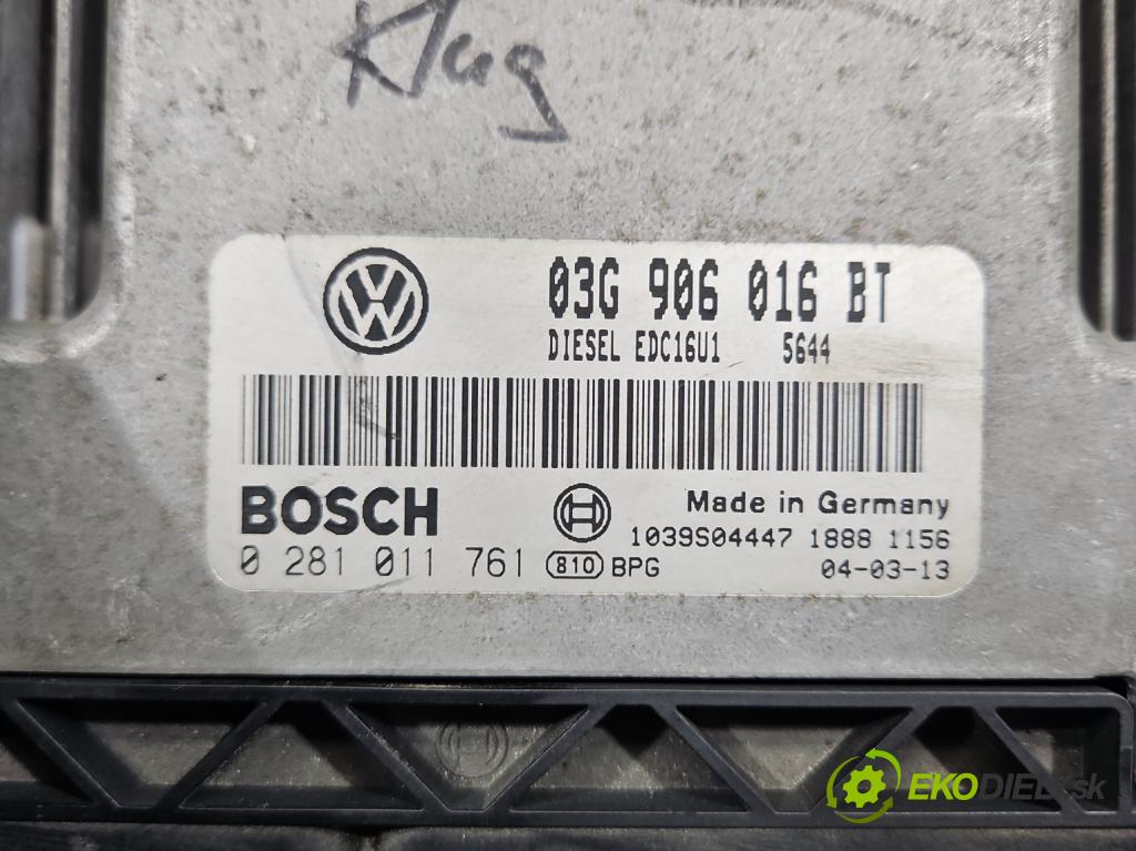 Vw Touran I 2003-2015 1.9 tdi 101 HP manual 74 kW 1896 cm3 5- riadiaca jednotka motora 03G906016BT