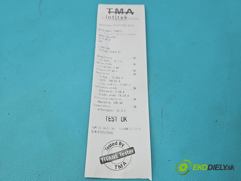 Citroen Xsara II 2000-2004 2.0 16V 136 HP manual 100 kW 1997 cm3 5- Alternator 5702C8 (Alternátor)