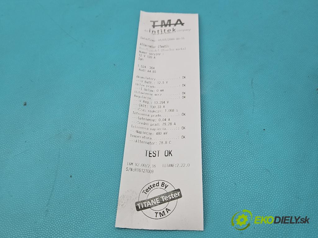 Audi A4 B5 1994-2001 1.9 tdi 90 HP manual 66 kW 1896 cm3 4- Alternator 028903028F (Alternátor)