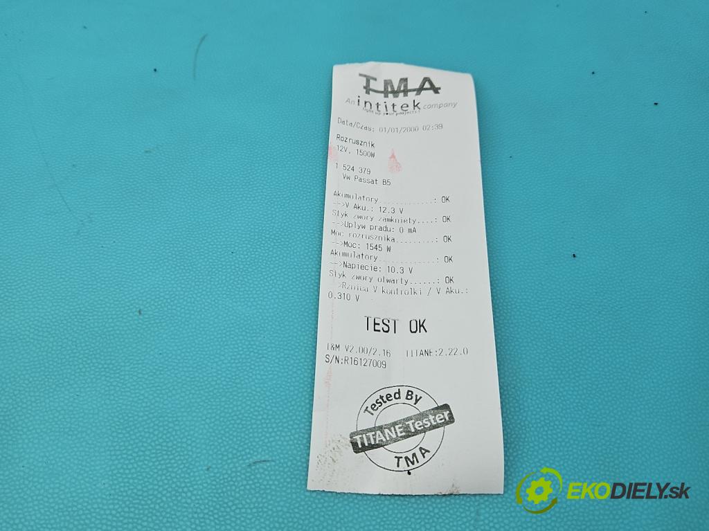 Vw Passat B5 1995-2005 1.9 TDI 90 HP manual 66 kW 1896 cm3 4- štartér  (Štartér)