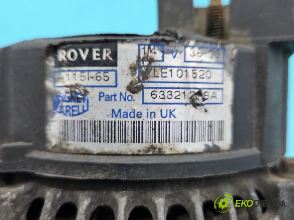 Rover 200 1.6 16V 111KM manual 82 kW 1588 cm3 5- Alternator 63321238A (Alternátor)
