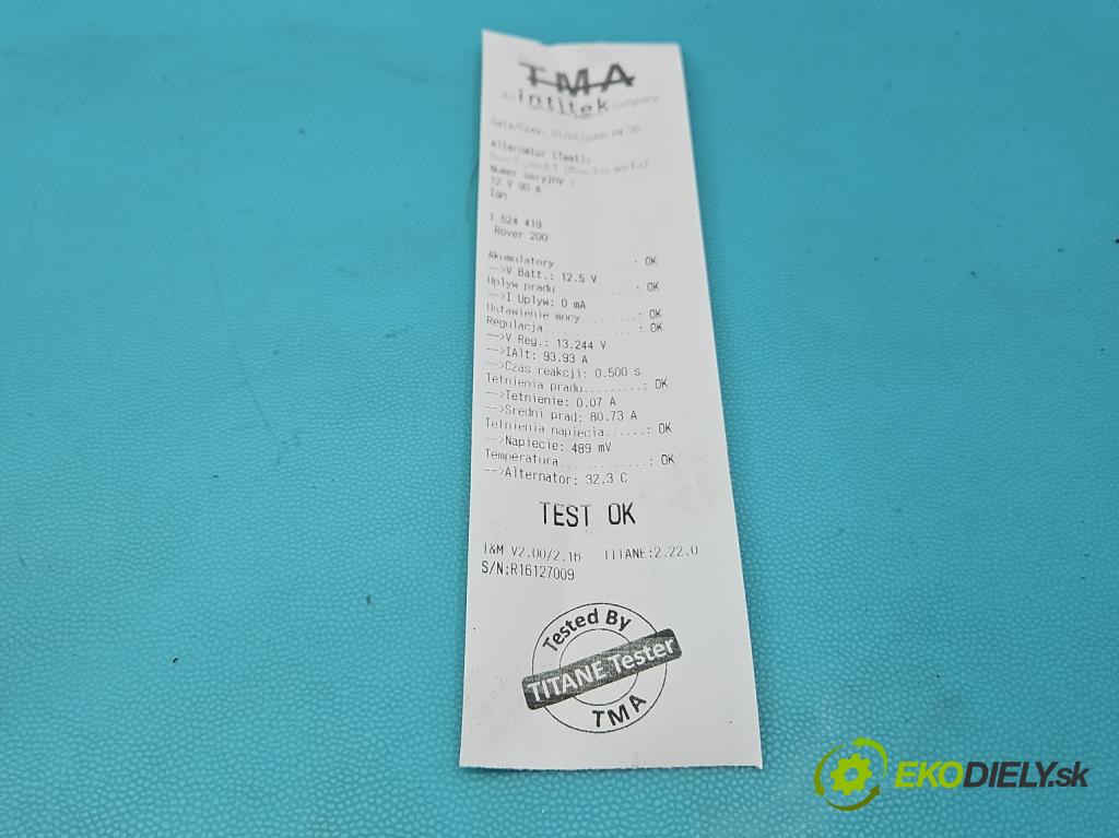 Rover 200 1.6 16V 111KM manual 82 kW 1588 cm3 5- Alternator 63321238A (Alternátor)