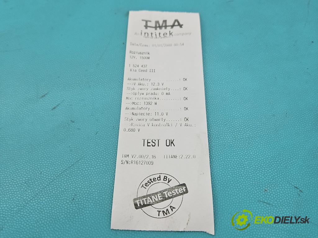 Kia Ceed III 2018- 1.5 160 HP automatic 117.5 kW 1482 cm3 5- štartér 36100-2M417 (Štartér)