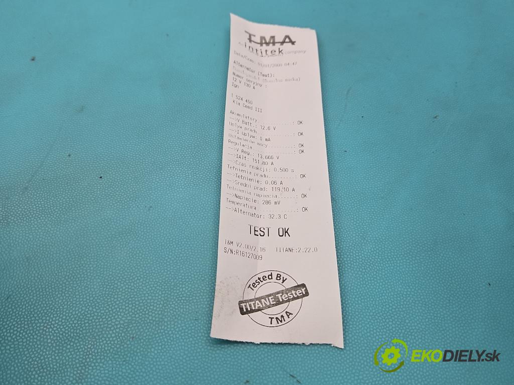 Kia Ceed III 2018- 1.5 160 HP automatic 117.5 kW 1482 cm3 5- Alternator 37300-2B960 (Alternátor)