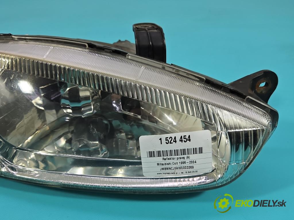 Mitsubishi Colt 1996-2004 1.3 75 HP manual 55 kW 1299 cm3 3- Reflektor: pravý 100-87279 (Svetlo predné pravé)