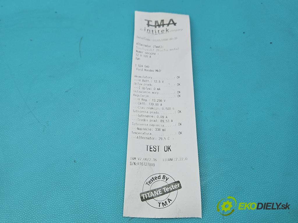 Ford Mondeo Mk3 2000-2007 2.0 tddi 90 HP manual 66 kW 1988 cm3 5- Alternator  (Alternátor)