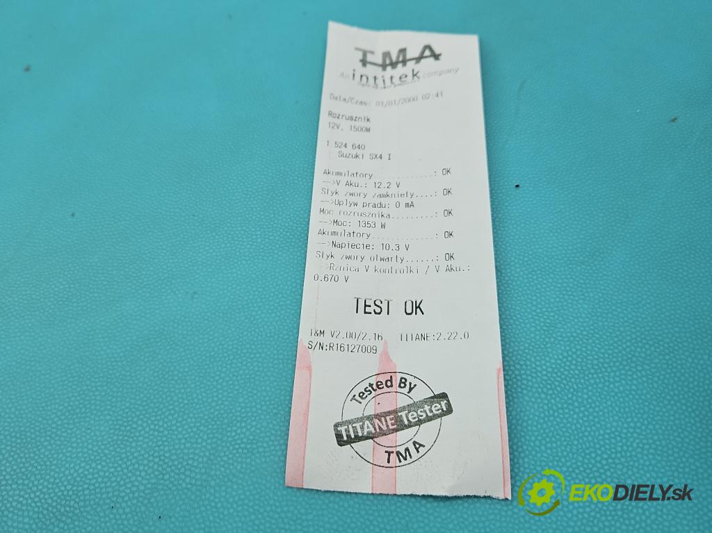 Suzuki SX4 I 2006-2014 2.0 16v 143 HP automatic 105 kW 1995 cm3 5- štartér 31100-8010 (Štartér)