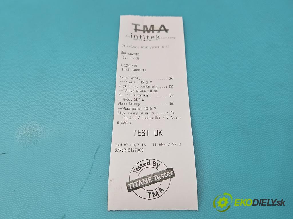 Fiat Panda II 2003-2012 1.1 54 hp manual 40 kW 1108 cm3 5- startér: 63101021 (Startér)