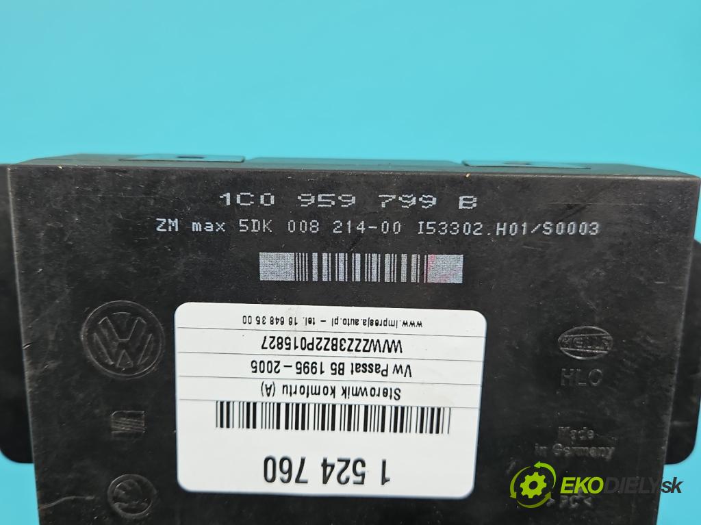 Vw Passat B5 1995-2005 1.9 TDI 131 hp manual 96 kW 1896 cm3 4- řídící jednotka komfortu 1C0959799B