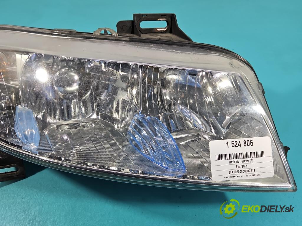 Fiat Stilo 1.6 16V 105 HP manual 77 kW 1598 cm3 5- Reflektor: pravý 517127100 (Svetlo predné pravé)