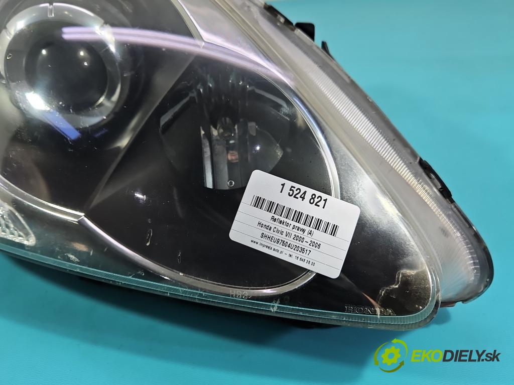 Honda Civic VII 2000-2006 1.7 ctdi: 101 HP manual 74 kW 1686 cm3 5- Reflektor: pravý 33100-S5T-G61 (Svetlo predné pravé)