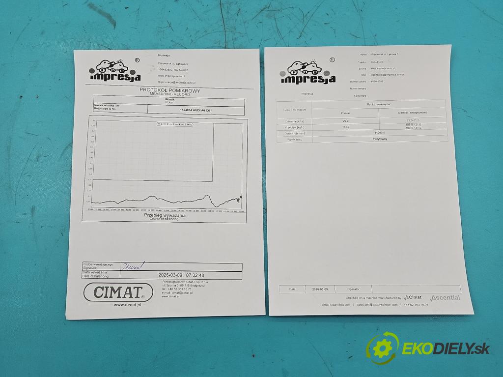 Audi A6 C6 2004-2011 2.7 TDI 179KM automatic 132 kW 2698 cm3 5- Turbodmychadlo repasováno BV50-0055