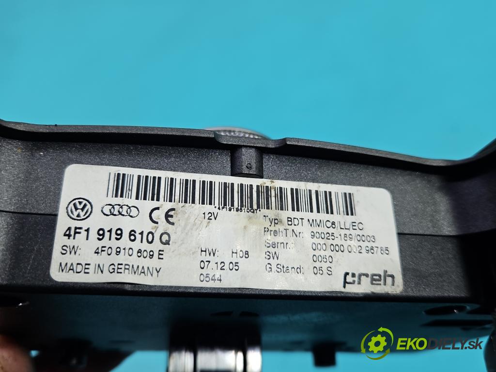 Audi A6 C6 2004-2011 2.7 TDI 179KM automatic 132 kW 2698 cm3 5- prepínač rádio: navigácie 4F1919610Q